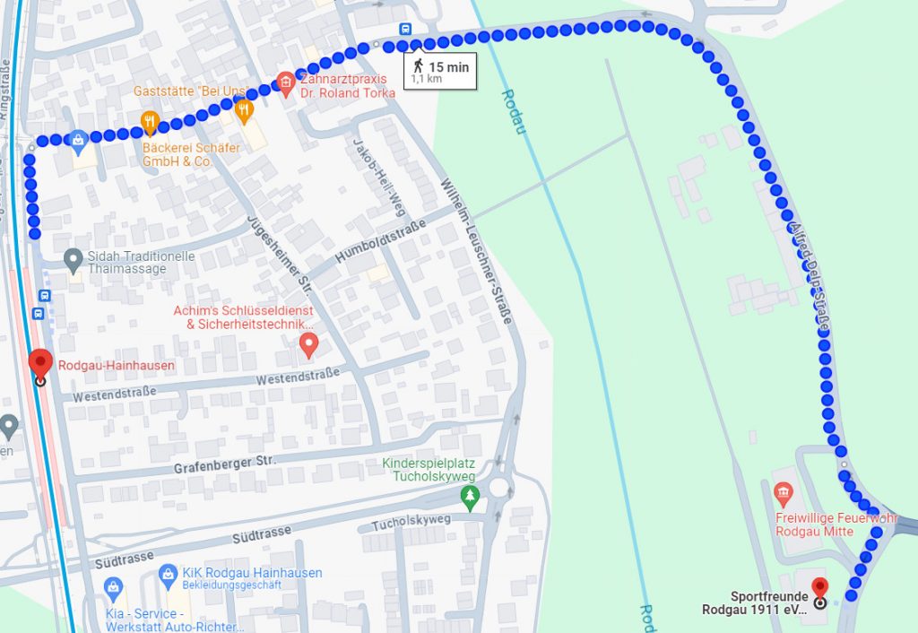 Google Maps: Fußweg zur Veranstaltung